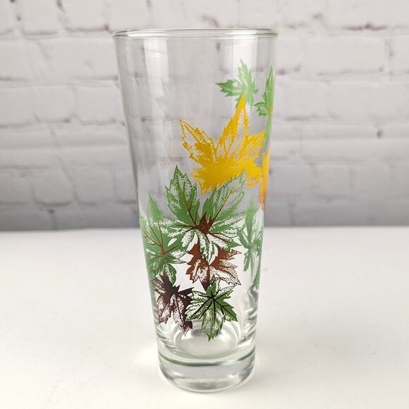 Vintage 50s Maple Leaves Highball Glass - Picture 2 of 9